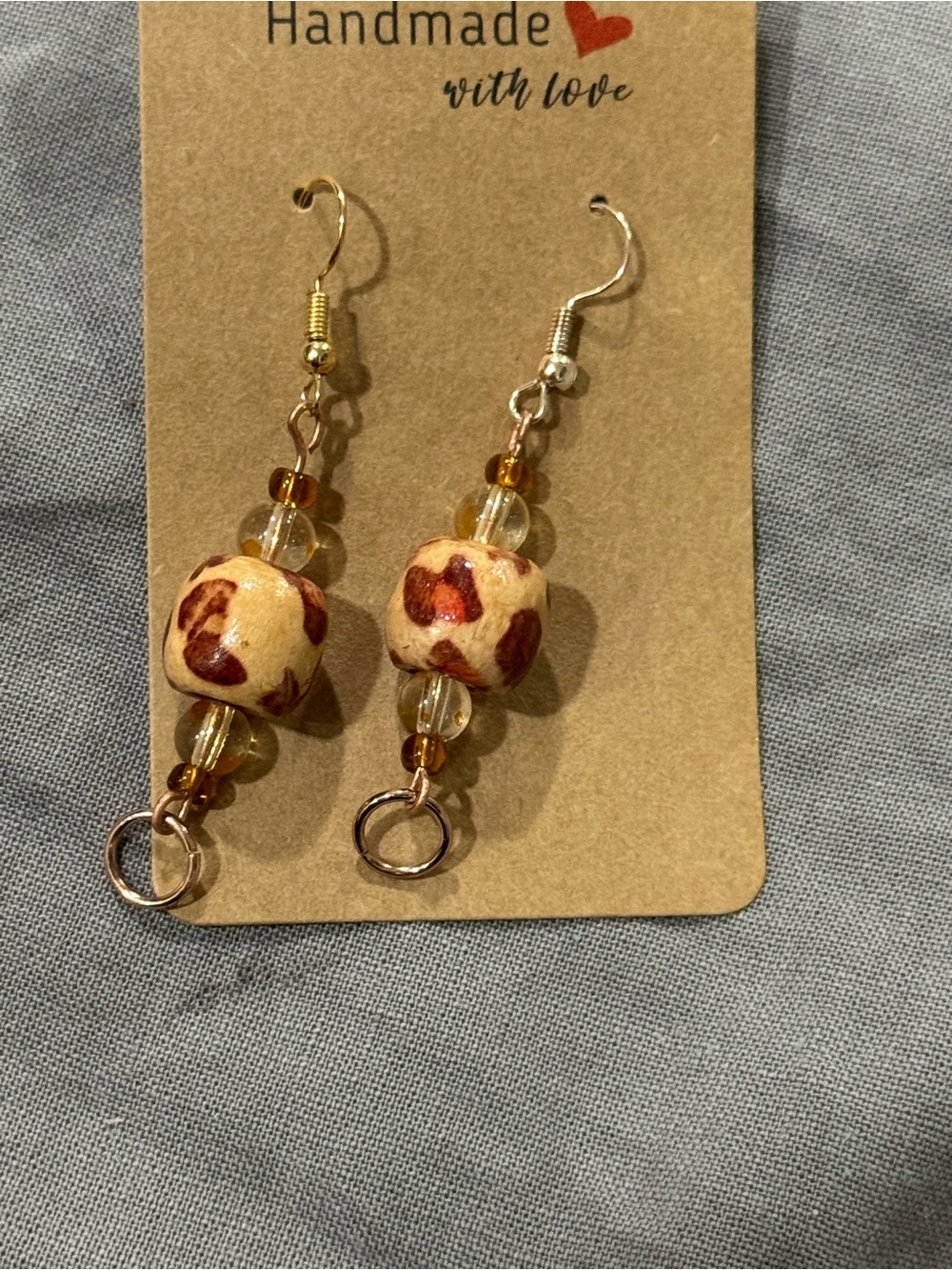 Handmade Leopard 🐆 Print  Beaded Drop Earrings